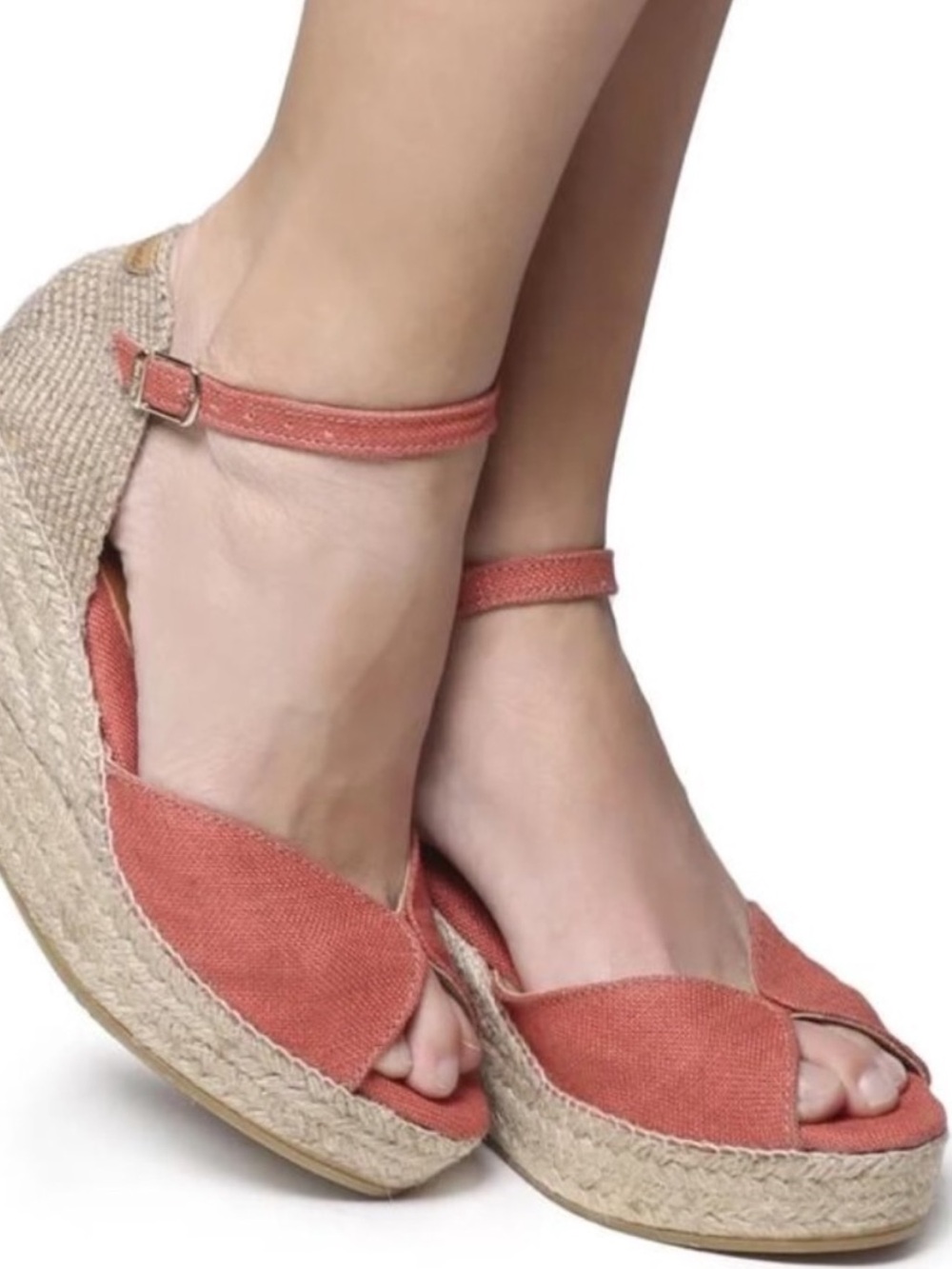 Espadrille Wedge Sandals Peep Toe Ankle Strap Red 10 NWT